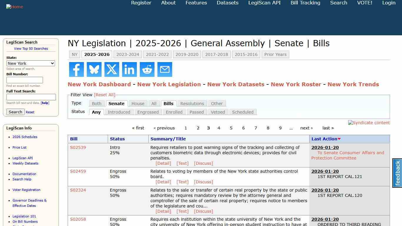 NY Legislation | 2025-2026 | General Assembly | Senate | Bills | LegiScan
