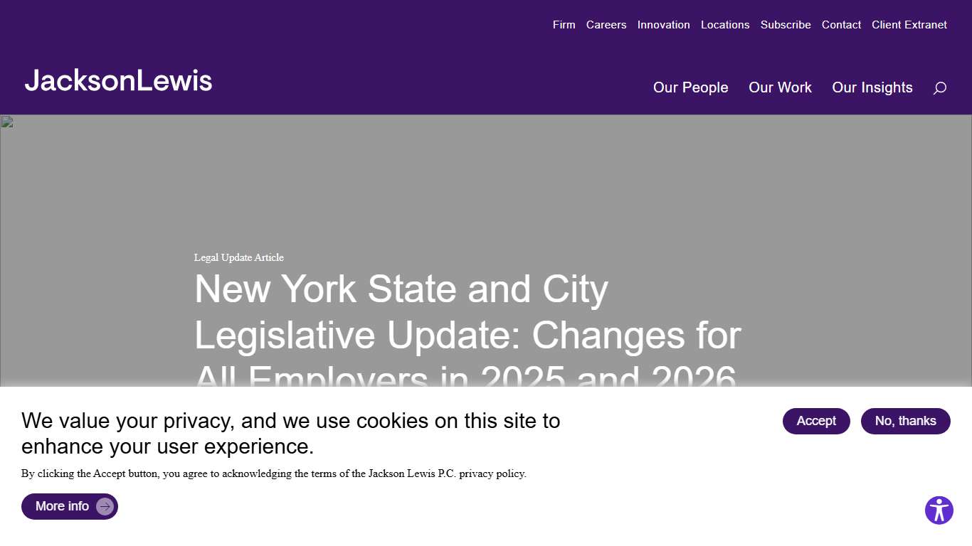 New York State and City Legislative Update: Changes for All Employers in 2025 and 2026 - Jackson Lewis